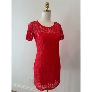 Hollister Juniors Red Orange Lace Short Sleeve Party Y2K Vintage Dress Size S